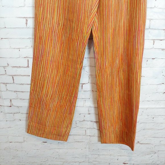 Sigrid Olsen Pants Womens Size 6 Silk Orange Peach Striped Straight Leg - Picture 4 of 7